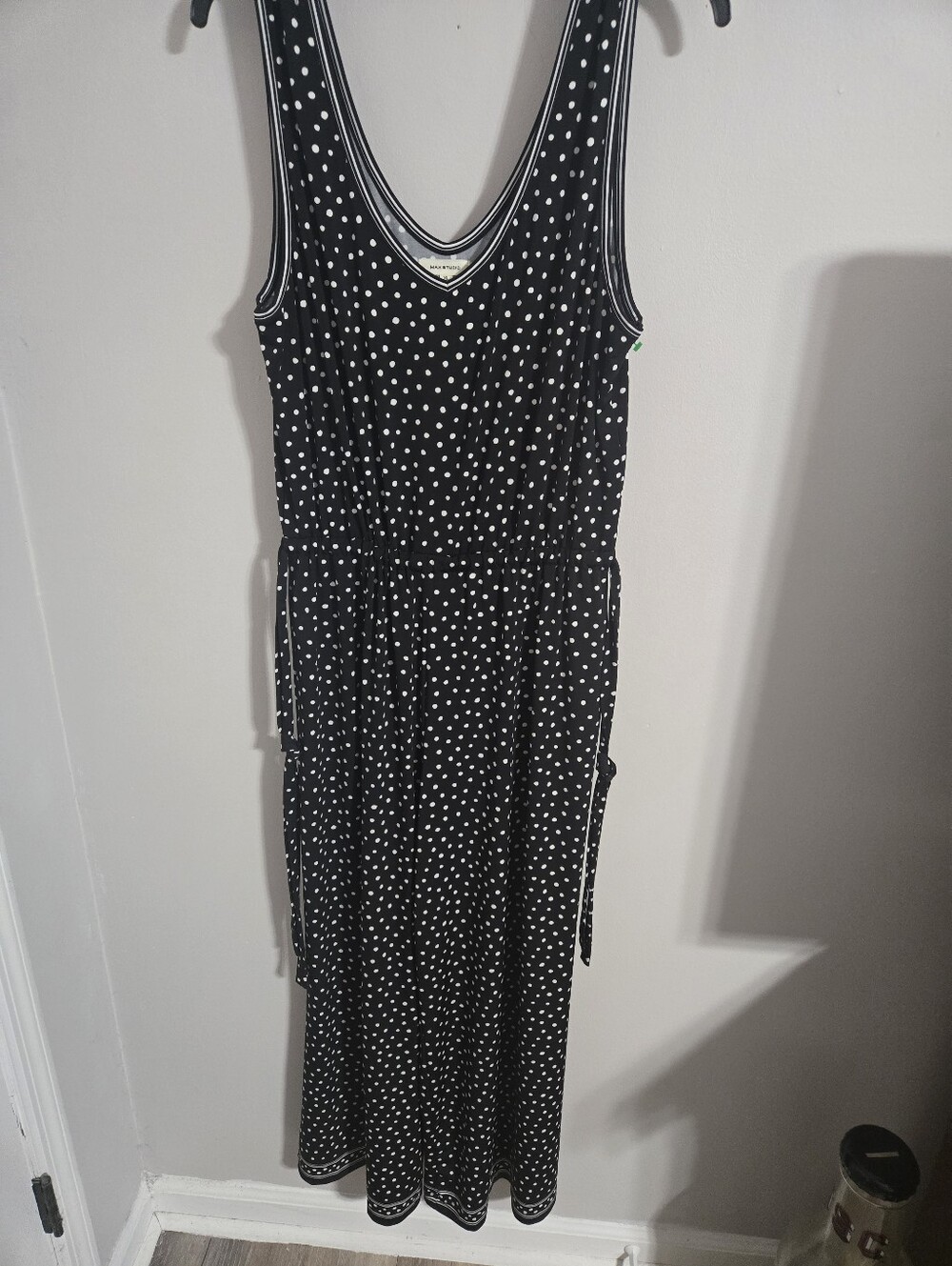 Max Studio Black and White Polka Dot V-Neck Jumpsuit
